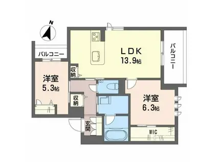 AZURE東雲(2LDK/3階)の間取り写真