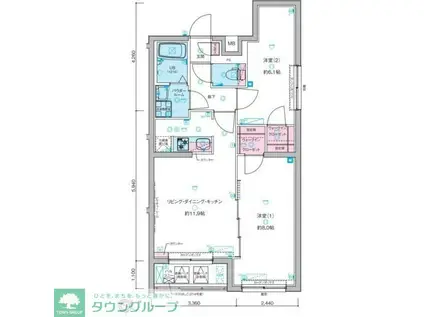 GENOVIA板橋本町IIISKYGARDEN(2LDK/3階)の間取り写真