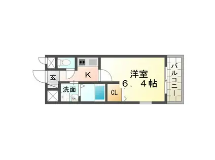 ADESSO アデッソ(1K/3階)の間取り写真