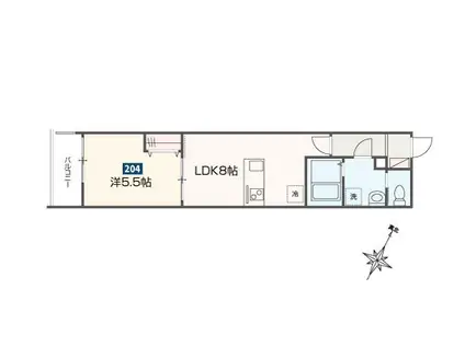 メルディア福生3(1LDK/2階)の間取り写真