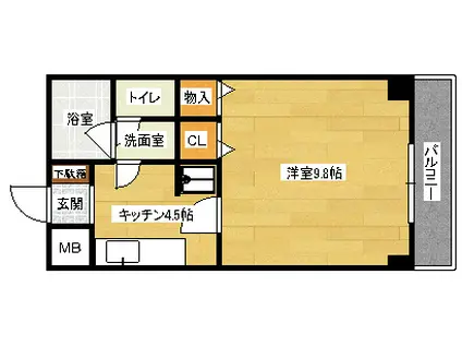 フリックコートSYO(1DK/2階)の間取り写真