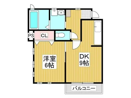 SQUARE05(1LDK/2階)の間取り写真