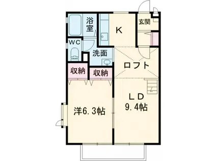 ムーセイオン(1LDK/2階)の間取り写真