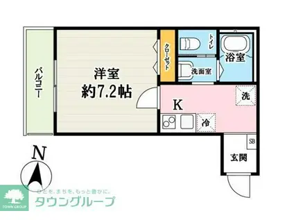 キャメル吉川美南4 西棟(1K/1階)の間取り写真