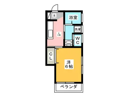 コーポナウス(1K/1階)の間取り写真