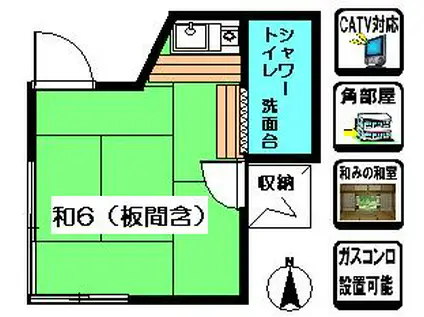 みその荘(ワンルーム/1階)の間取り写真