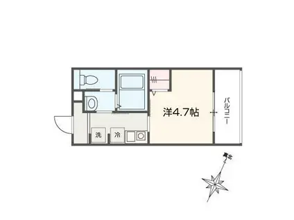 MELLAS清瀬III(1K/3階)の間取り写真