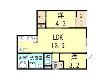 C-GRID山下町(2LDK/1階)の間取り写真
