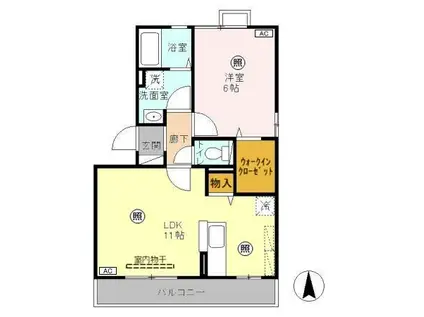 サニークレスト(1LDK/2階)の間取り写真