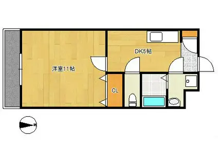 マスカット・G(1DK/1階)の間取り写真