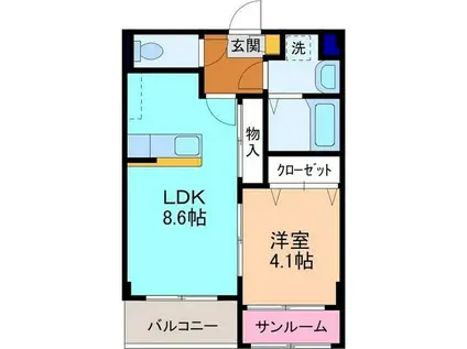 CALA ROSSO(1LDK/3階)の間取り写真