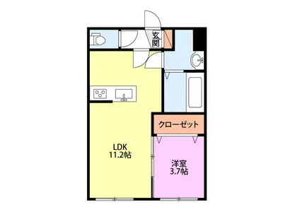 モナベルI(1LDK/1階)の間取り写真