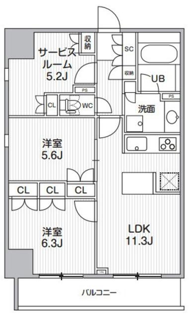 グランエール西日暮里ノース(2SLDK/13階)の間取り写真
