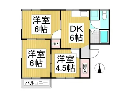 アトゥレー若葉I(3DK/2階)の間取り写真