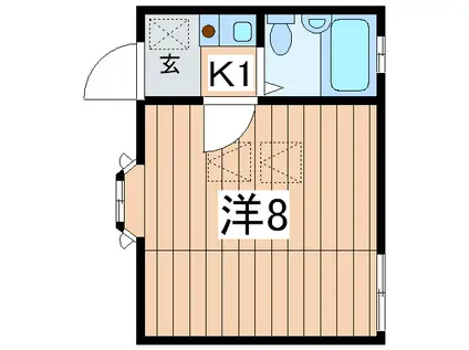 ルームジョイ(1K/1階)の間取り写真