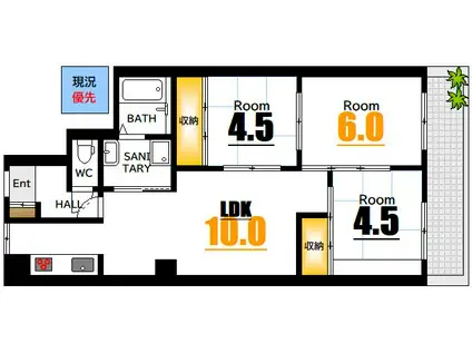コープ野村土橋(3LDK/2階)の間取り写真