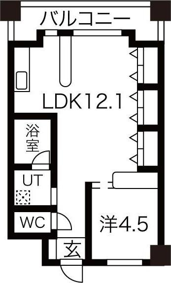 名星ビル(1LDK/3階)の間取り写真