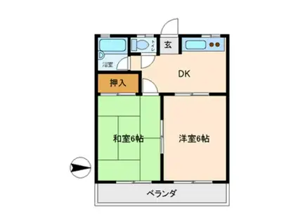 イノコーポ3(2DK/2階)の間取り写真