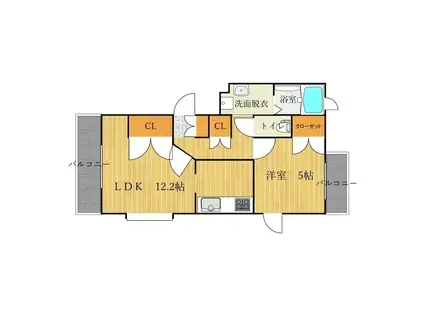 クローバ(1LDK/3階)の間取り写真