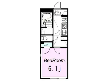 レオネクストパークサイド伊勢町(1K/2階)の間取り写真