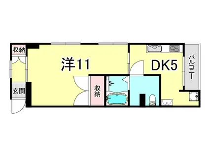 コーポ寿(1DK/3階)の間取り写真