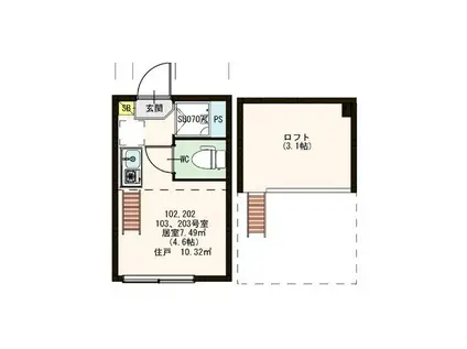 ソレイユ南長崎(ワンルーム/2階)の間取り写真