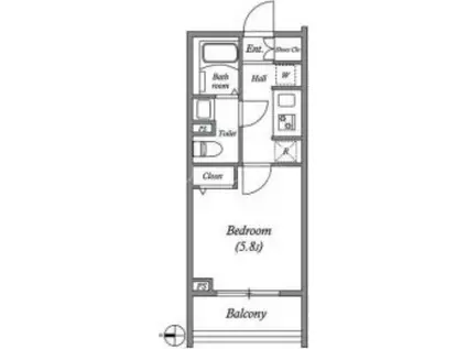 GENOVIA 大崎 SKYGARDEN(1K/3階)の間取り写真