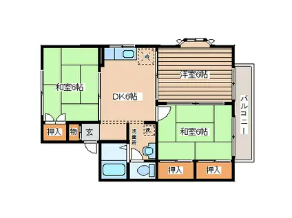 セジュール・S・コート A(3DK/2階)の間取り写真