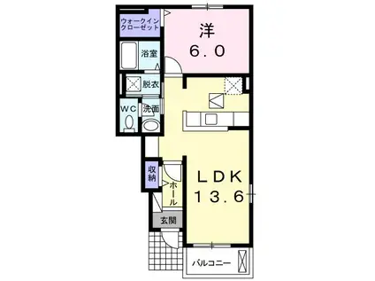 ベル・アンジュ(1LDK/1階)の間取り写真