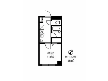 ハーヴェスト(1K/2階)の間取り写真