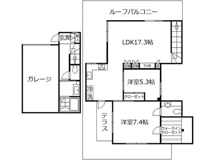 クオーレアカツカ(2LDK/1階)の間取り写真