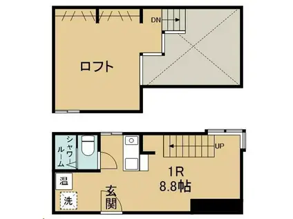 THE BASE(ワンルーム/3階)の間取り写真