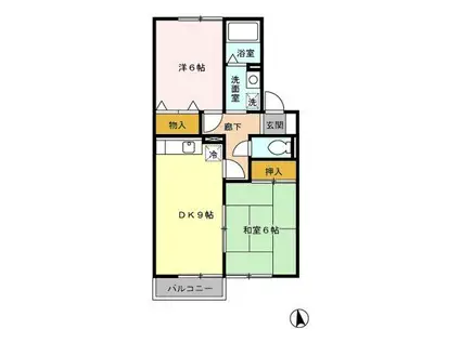 ペイサージュドミール(2DK/2階)の間取り写真