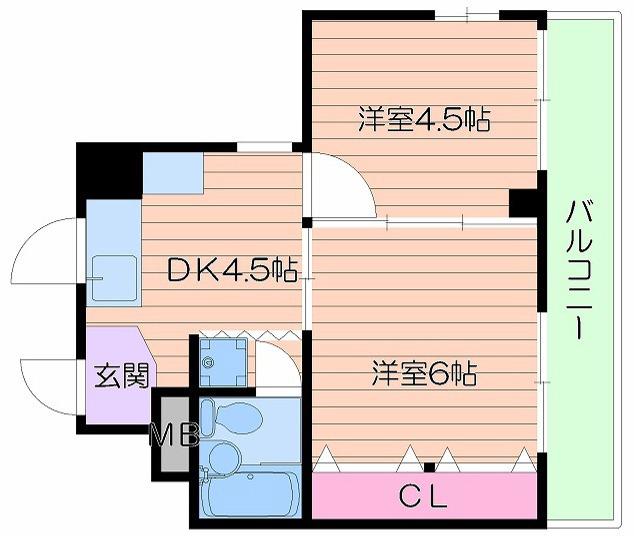 サンビラ大手前(2DK/5階)の間取り写真