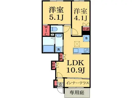 ZEUS茂原II(2LDK/1階)の間取り写真