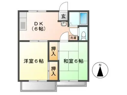 レピュート堀部ハイツ(2DK/2階)の間取り写真