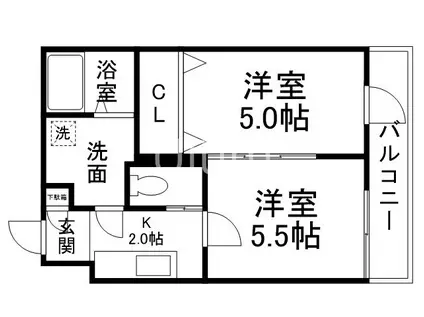 ベレーザ西陣II(2K/1階)の間取り写真