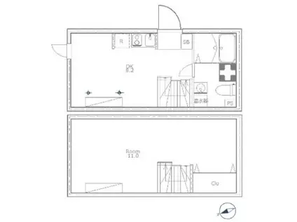たすきCRASSO都立大学 A棟 A(1DK/1階)の間取り写真