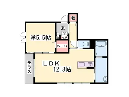 リメインらかん W棟・S棟・E棟(1LDK/2階)の間取り写真