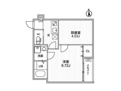 TS CUORE MUSE 落合(1K/2階)の間取り写真