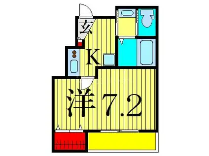 ウィンドテラス四つ木III(1K/2階)の間取り写真