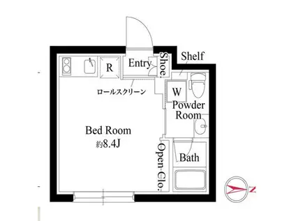 カーサピアッツァ蒲田イースト(ワンルーム/4階)の間取り写真