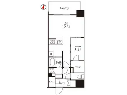 ルネサンスコート錦糸町II(1LDK/12階)の間取り写真