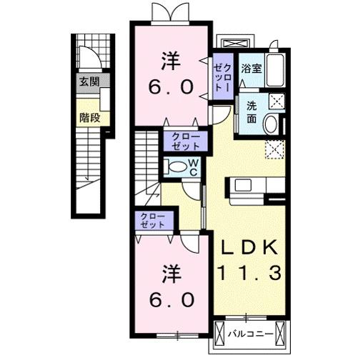 エクセレント Y・S(2LDK/2階)の間取り写真