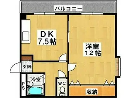 大津池第二マンション(1DK/1階)の間取り写真