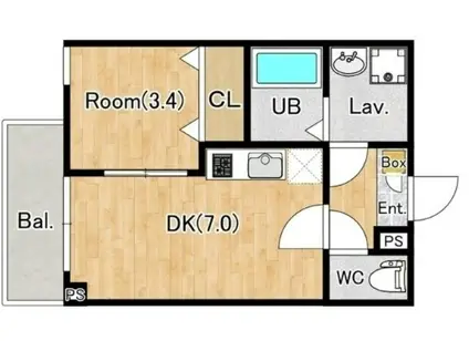 ジーメゾン所沢若狭エスポワール(1DK/3階)の間取り写真