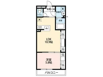 リブリ・所沢小手指(1LDK/3階)の間取り写真