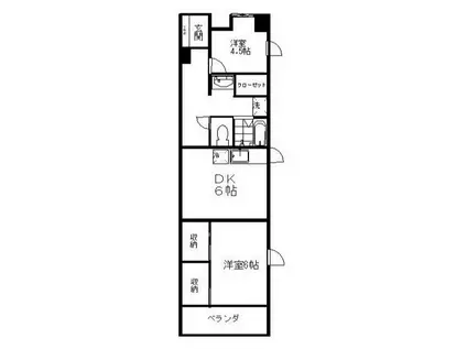 第1荒井プレイ(2DK/4階)の間取り写真