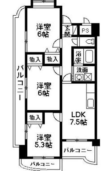ドーチェスター(3DK/1階)の間取り写真
