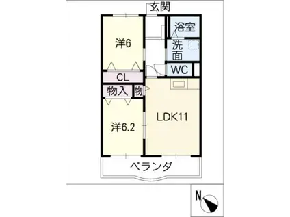 カームネスK・Y(2LDK/3階)の間取り写真